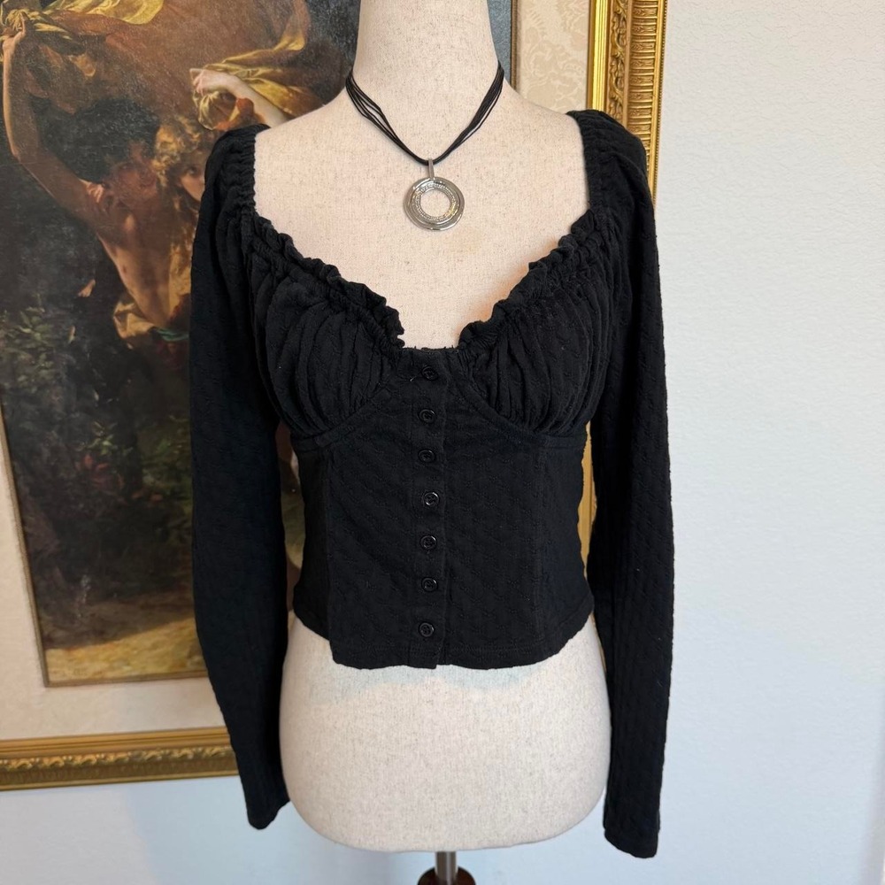 Free People Ladybug Long Sleeve Top in black